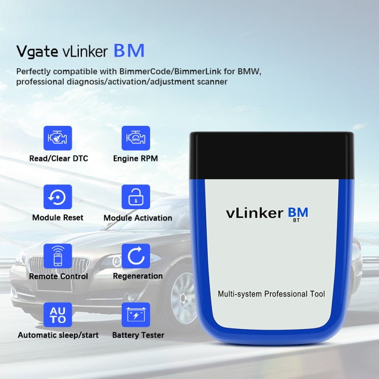 Vgate VLINKER BM V2.2 Bluetooth 3.0 Android Phone Car OBD Fault Diagnosis Detector, BM V2.2 Bluetooth 3.0