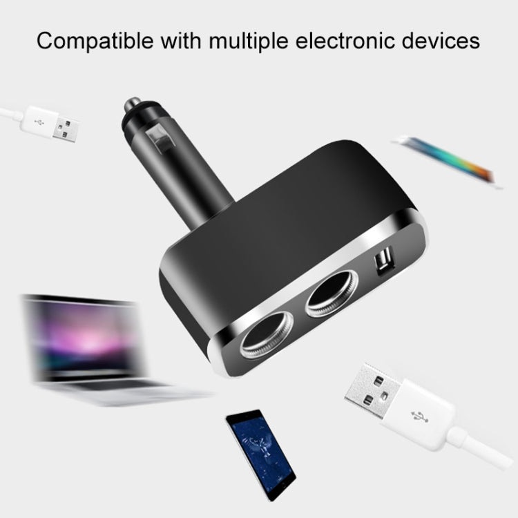 شونوي SD-1909 شاحن سيارة 2 في 1 بمنفذ USB، 80 واط، 0.8 أمبير، دوران حر 90 درجة، ولاعة سجائر، SD-1909 (أسود)، SD-1909