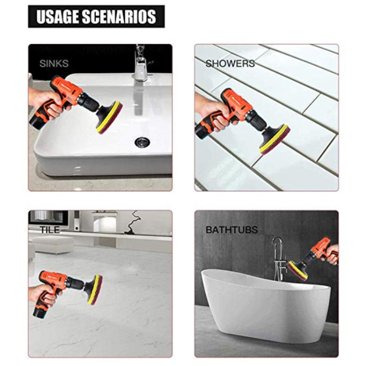 13 in 1 4 inch Sponge Scouring Pad Floor Wall Window Glass Cleaning Descaling Electric Drill Brush Head Set, 13 in 1