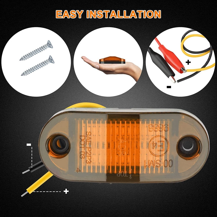 10 PCS MK-019 Car / Truck 6LEDs Side Marker Indicator Lights Bulb Lamp, MK-019 (Yellow Light), MK-019 (Red Light), MK-019 (White Light)