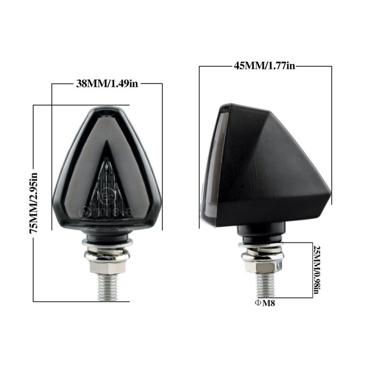 قطعتان KC018A من مصابيح إشارة الانعطاف LED ثنائية اللون على شكل حرف V للدراجة النارية، KC018A