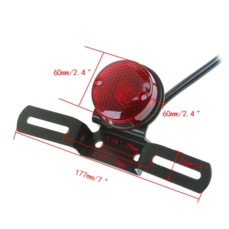 2 PCS Motorcycle Retro Round Brake Light with License Plate Holder, Retro Round Brake Light