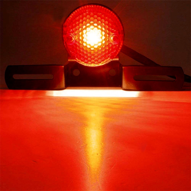 2 PCS Motorcycle Retro Round Brake Light with License Plate Holder, Retro Round Brake Light