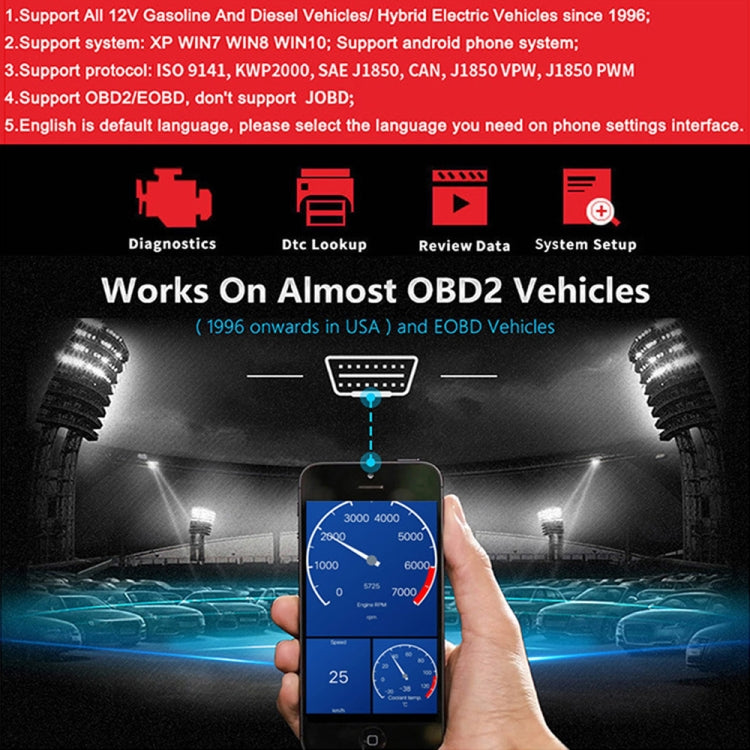 KONNWEI KW901 Android Phone OBD2 Car Bluetooth 5.0 Diagnostic Scan Tools, Bluetooth 5.0