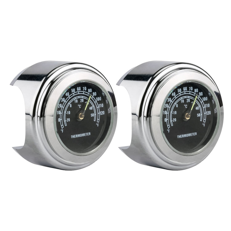 2 PCS Motorcycle 22-25mm Handlebar Thermometer, Thermometer (Black), Thermometer (White)