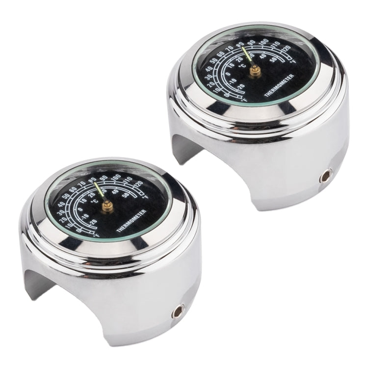 2 PCS Motorcycle 22-25mm Handlebar Thermometer, Thermometer (Black), Thermometer (White)