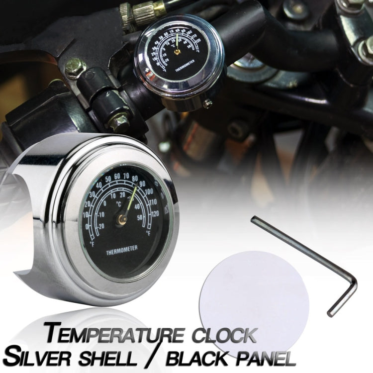 2 PCS Motorcycle 22-25mm Handlebar Thermometer, Thermometer (Black), Thermometer (White)