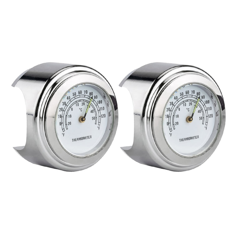 2 PCS Motorcycle 22-25mm Handlebar Thermometer, Thermometer (Black), Thermometer (White)