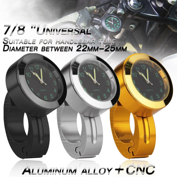 Motorcycle 22-25mm Handlebar Clock Quartz Watch with Lock, Quartz Watch (Black), Quartz Watch (Silver)