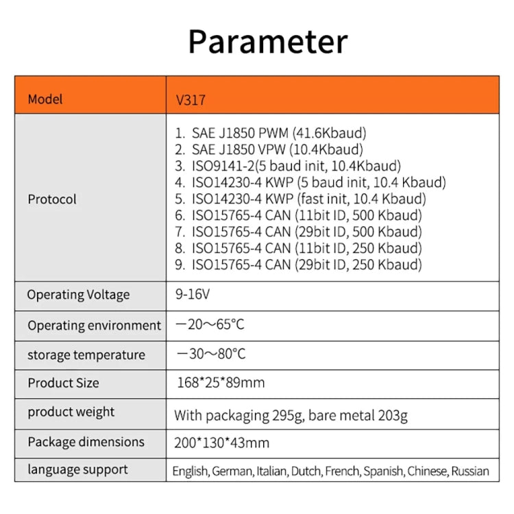 جهاز كشف أعطال السيارات V317 OBD2 ELM327 قارئ رموز الماسح الضوئي، V317