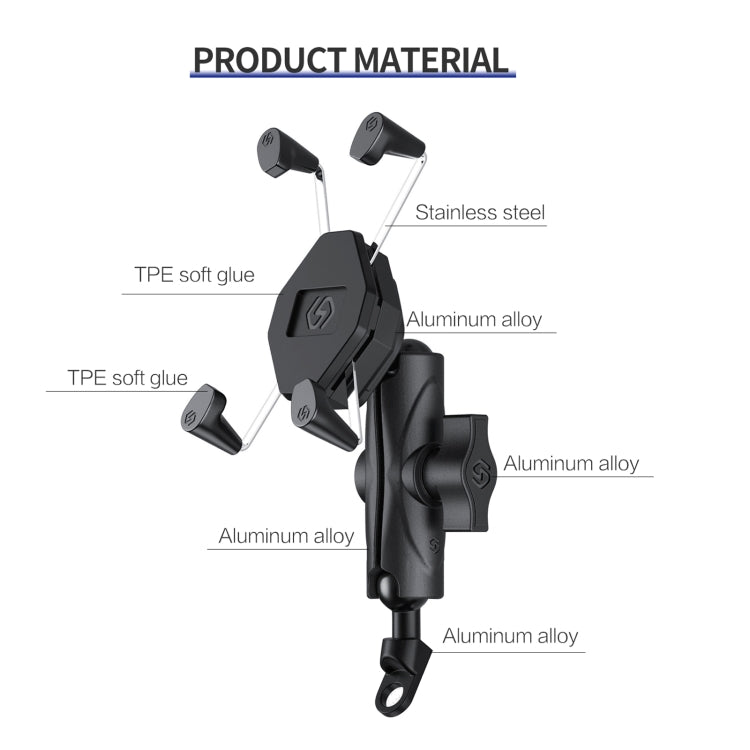 ZH-1558B1 Motorcycle Rear Mirror X-shape Aluminum Alloy Phone Holder, ZH-1558B1
