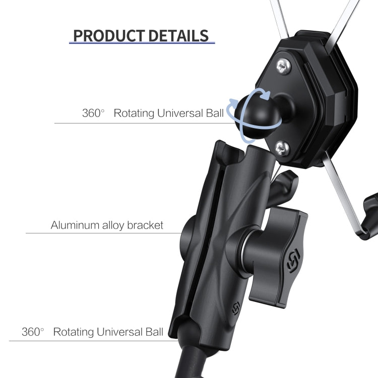 ZH-1558B1 Motorcycle Rear Mirror X-shape Aluminum Alloy Phone Holder, ZH-1558B1