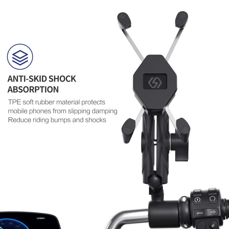 ZH-1558B1 Motorcycle Rear Mirror X-shape Aluminum Alloy Phone Holder, ZH-1558B1