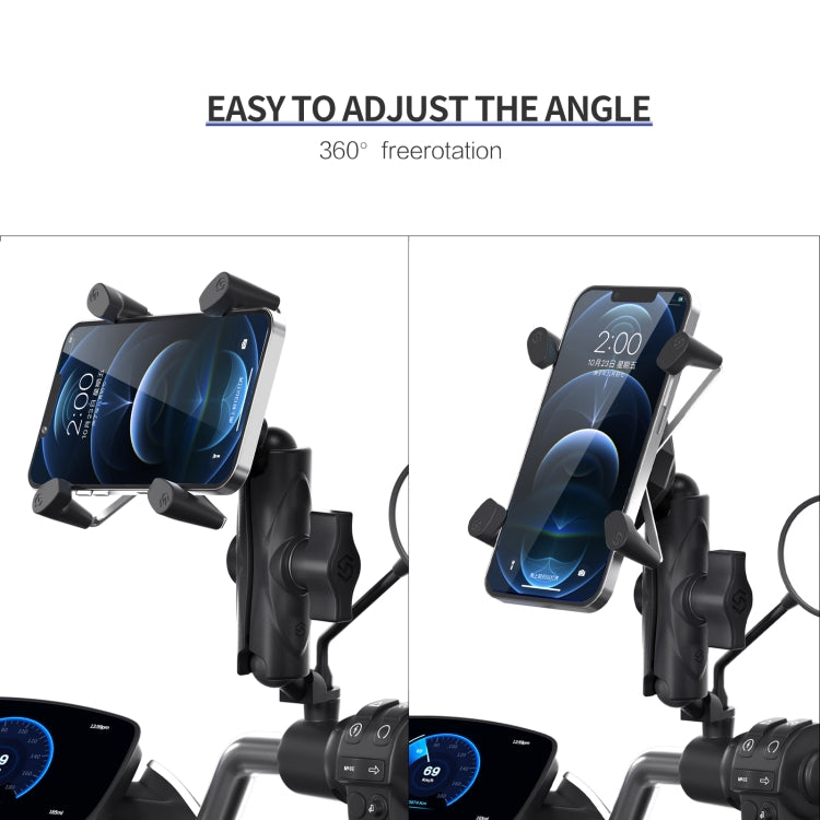 ZH-1558B1 Motorcycle Rear Mirror X-shape Aluminum Alloy Phone Holder, ZH-1558B1