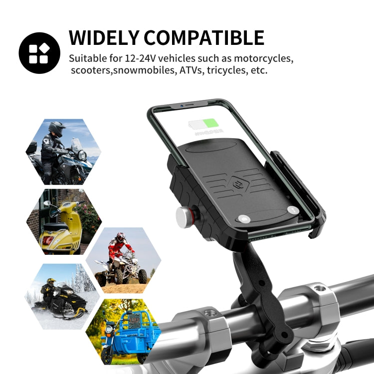ZH-19414A1 Motorcycle Handlebar Qi USB Wireless Charging Phone Holder, ZH-19414A1