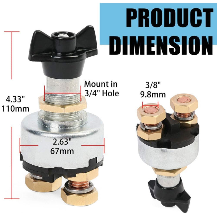 12-24V Car Battery Selector Isolator Disconnect Rotary Switch Cut, 12-24V
