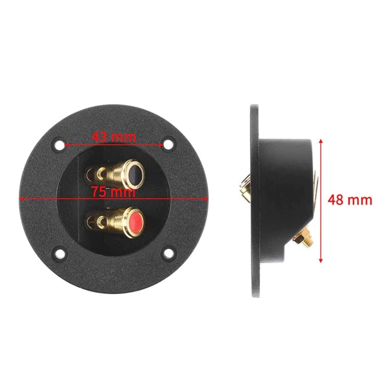 2 in 1 / Set Car Double Binding Round Gold Plate Push Spring Loaded Jacks Speaker Box, 2 in 1 / Set