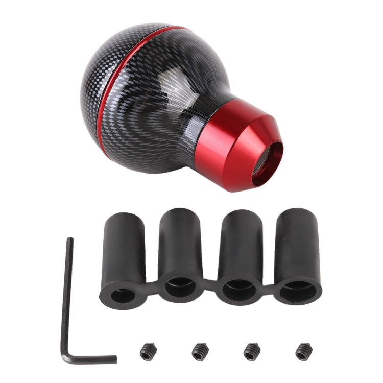 Universal Car Carbon Fiber Texture Metal Gear Shift Knob, Carbon Fiber Texture (Red), Carbon Fiber Texture (Silver)