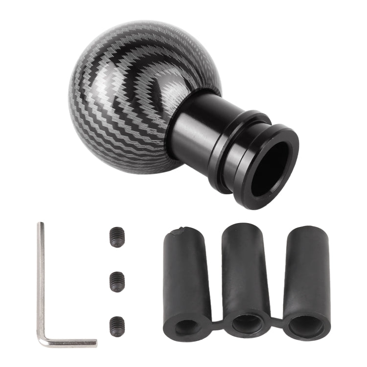 Universal Car Carbon Fiber Texture Metal Gear Shift Knob, Black, Red, Silver Black
