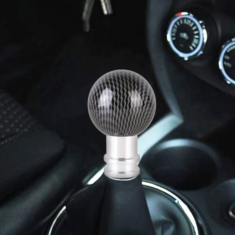 Universal Car Carbon Fiber Texture Metal Gear Shift Knob, Black, Red, Silver Black