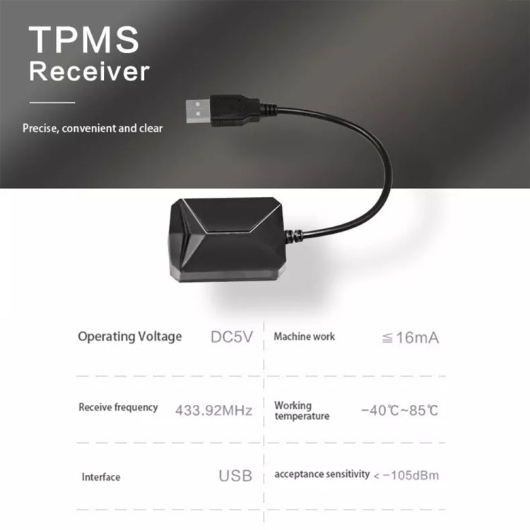 USB TPMS Tire Pressure Monitoring System Android with External Sensor for Car Radio DVD Player, with External Sensor