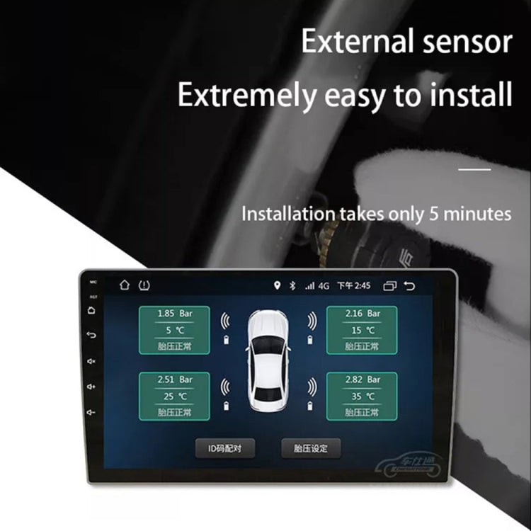 USB TPMS Tire Pressure Monitoring System Android with External Sensor for Car Radio DVD Player, with External Sensor