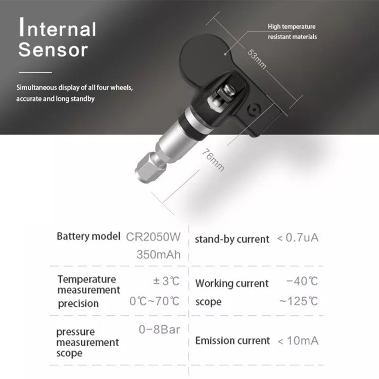 USB TPMS Tire Pressure Monitoring System Android with Internal Sensor for Car Radio DVD Player, with Internal Sensor