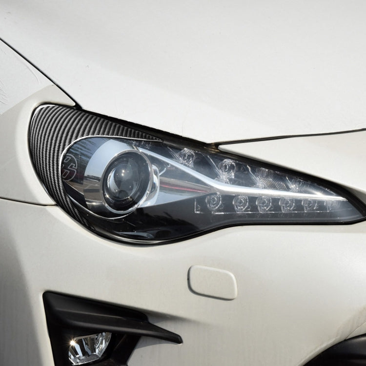 قطعتان/مجموعة من ملصقات تزيين حاجب المصباح الأمامي للسيارة من ألياف الكربون لسيارة تويوتا GT86 / سوبارو BRZ 2012-2016، إصدار الغراء المتساقط، لسيارة تويوتا GT86 2012-2016، أمامي