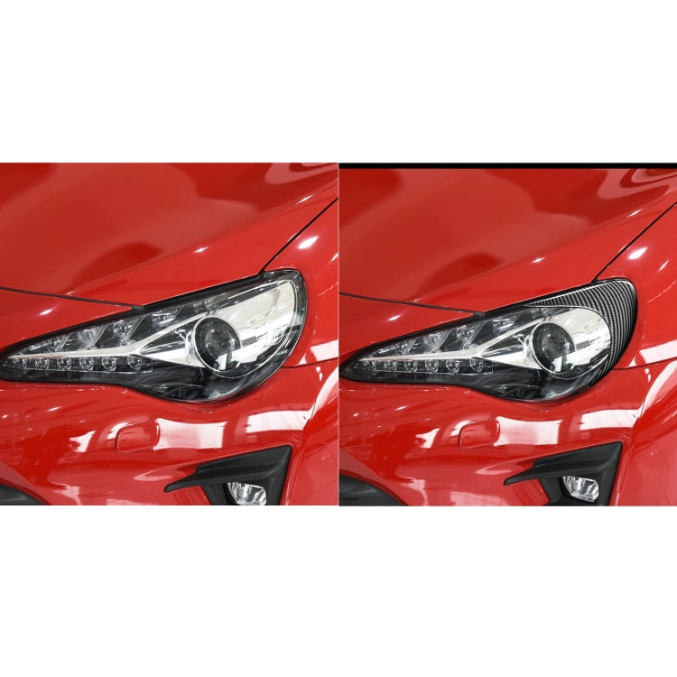 قطعتان/مجموعة من ملصقات تزيين حاجب المصباح الأمامي للسيارة من ألياف الكربون لسيارة تويوتا GT86 / سوبارو BRZ 2012-2016، إصدار الغراء المتساقط، لسيارة تويوتا GT86 2012-2016، أمامي
