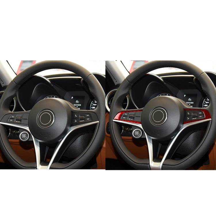 2 PCS / Set Carbon Fiber Car Steering Wheel Button Panel Decorative Sticker for Alfa Romeo Giulia 2017-2019,Left and Right Drive Universal, Steering Wheel Button Panel