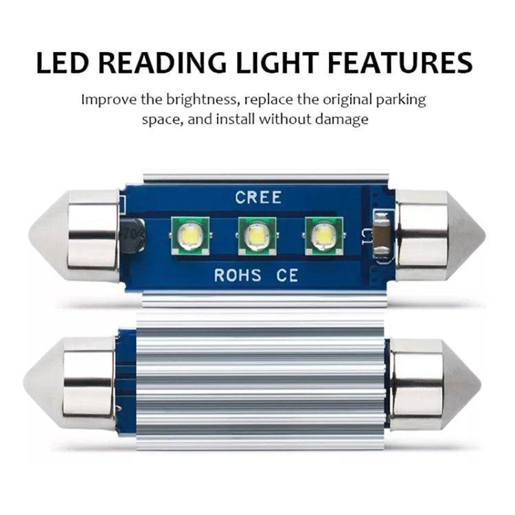 2 قطعة 36 مم IC12V / 2.76 واط / 0.23 أمبير / 300 لومن 3 مصابيح LED SMD مصباح قراءة للسيارة، 36 مم