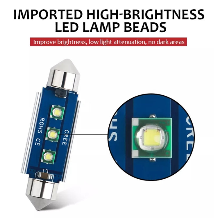 2 قطعة 36 مم IC12V / 2.76 واط / 0.23 أمبير / 300 لومن 3 مصابيح LED SMD مصباح قراءة للسيارة، 36 مم