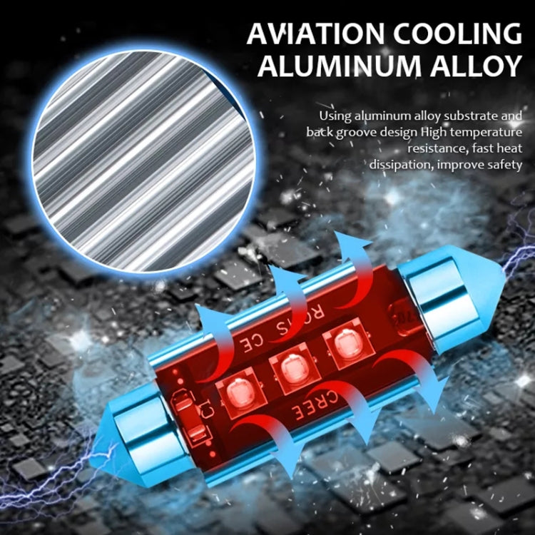 2 قطعة 36 مم IC12V / 2.76 واط / 0.23 أمبير / 300 لومن 3 مصابيح LED SMD مصباح قراءة للسيارة، 36 مم