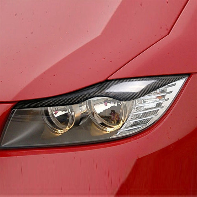 1 Pairs Carbon Fiber Car Lamp Eyebrow Decorative Sticker for BMW E90 / 318i / 320i / 325i 2005-2008, Drop Glue Version, Lamp Eyebrow Drop Glue Version