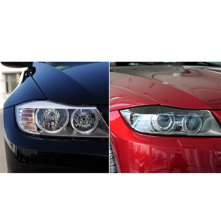 1 Pairs Carbon Fiber Car Lamp Eyebrow Decorative Sticker for BMW E90 / 318i / 320i / 325i 2005-2008, Drop Glue Version, Lamp Eyebrow Drop Glue Version