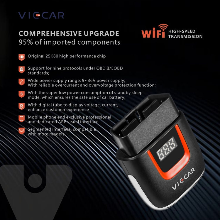 Viecar VP004 Car Mini OBD + USB / Type-C Interface Fault Detector V1.5 WiFi Diagnostic Tool, VP004