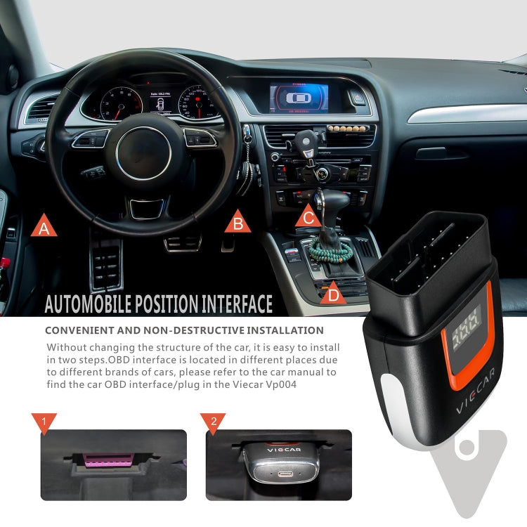 Viecar VP004 Car Mini OBD + USB / Type-C Interface Fault Detector V1.5 WiFi Diagnostic Tool, VP004