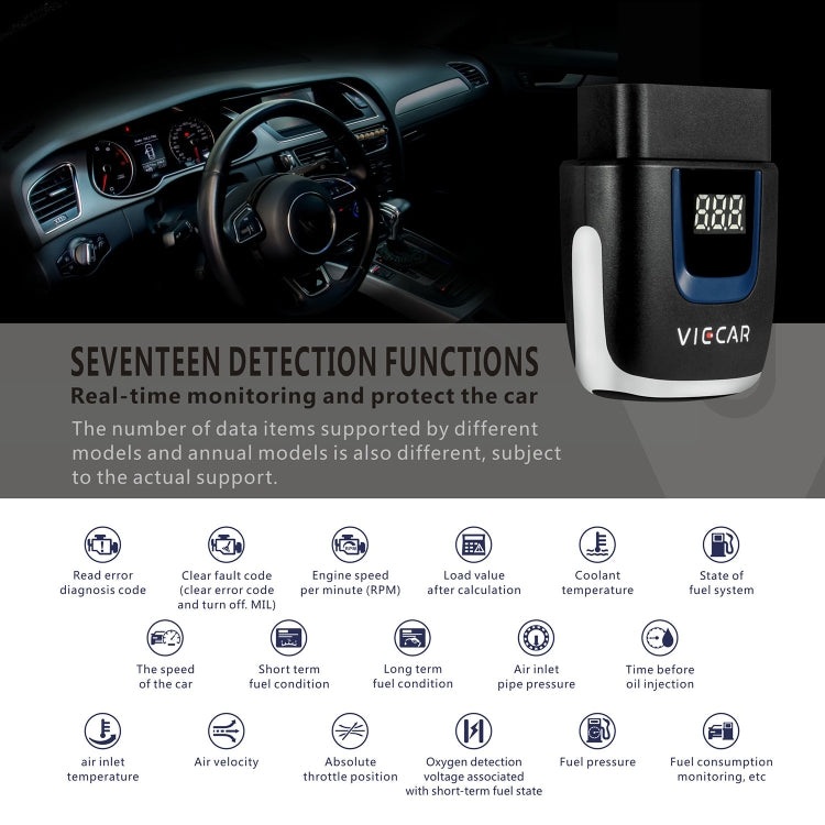 جهاز تشخيص أعطال السيارات Viecar VP003 Mini OBD + USB / Type-C V2.2، أداة تشخيص بلوتوث، VP003