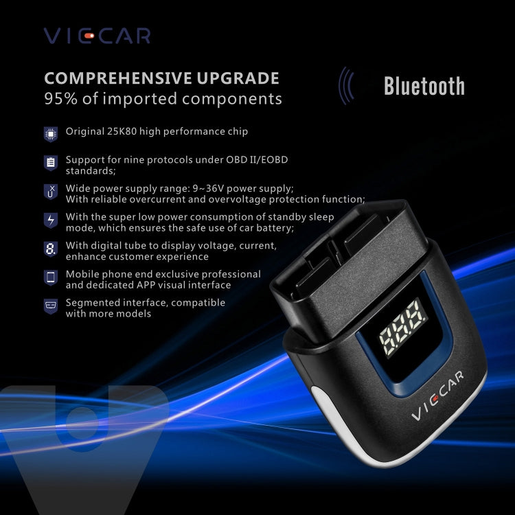 جهاز تشخيص أعطال السيارات Viecar VP003 Mini OBD + USB / Type-C V2.2، أداة تشخيص بلوتوث، VP003