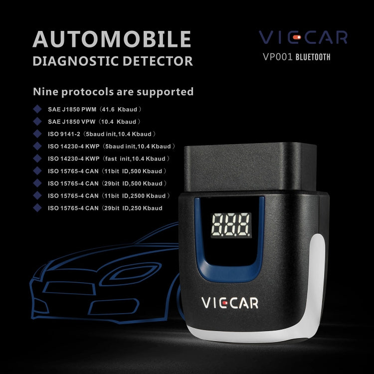 Viecar VP001 Car Mini OBD Fault Detector V2.2 Bluetooth Diagnostic Tool, VP001