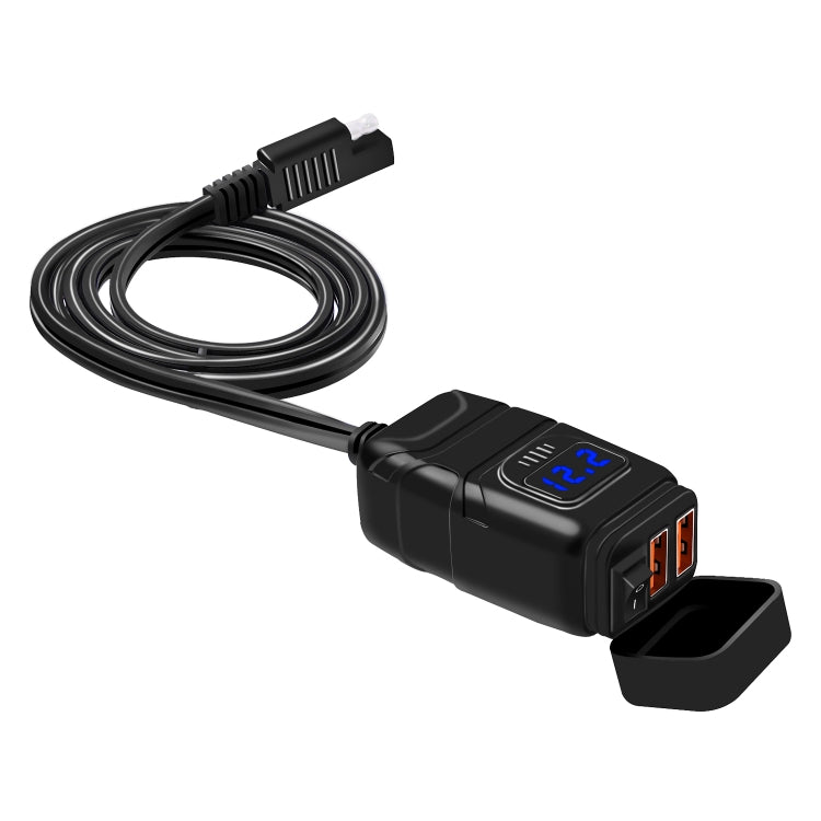 محول طاقة شاحن سيارة عالمي فائق السرعة بمنفذين USB مع فولتميتر رقمي LED