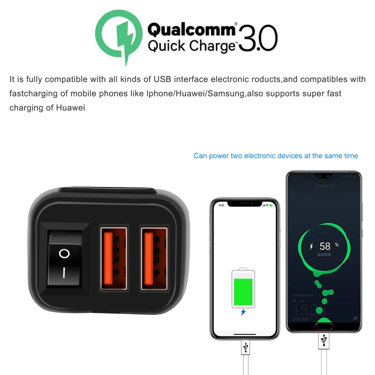 محول طاقة شاحن سيارة عالمي فائق السرعة بمنفذين USB مع فولتميتر رقمي LED