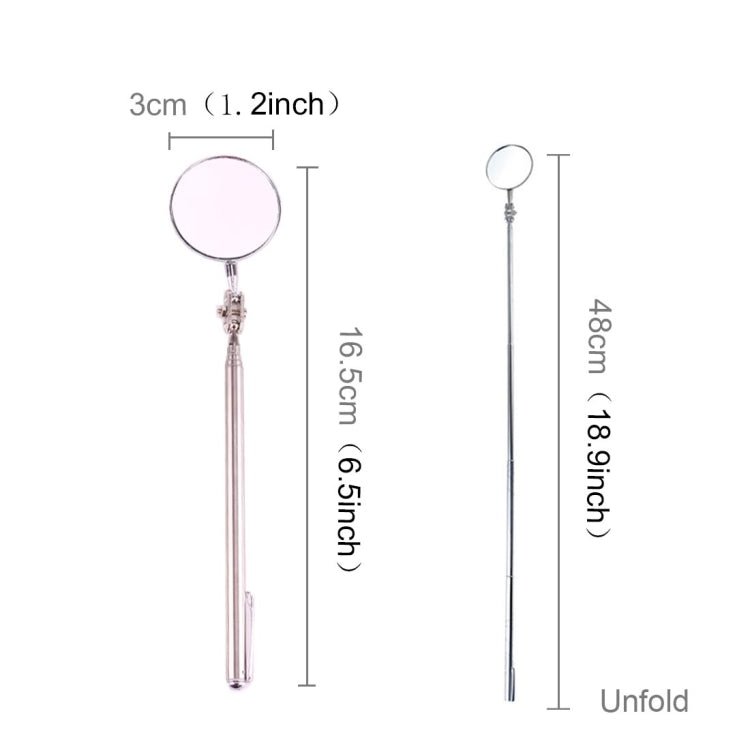 Vehicle Car Chassis Telescoping Inspection Mirror, Mirror Diameter: 30mm, Length: 165mm, Diameter: 30mm, Length: 165mm