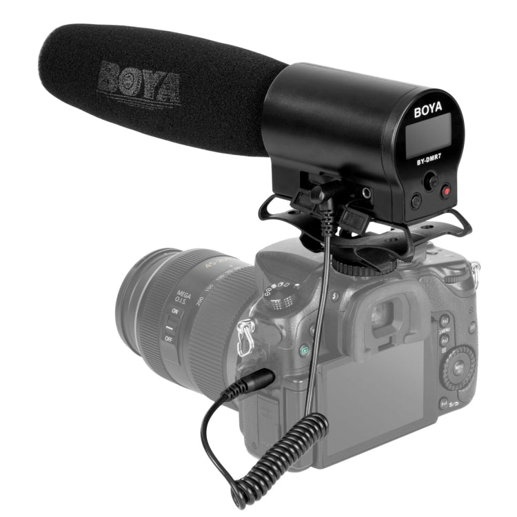 ميكروفون بث مكثف من بويا BY-DMR7 مزود بشاشة LCD ومسجل فلاش مدمج لكاميرات كانون/نيكون/سوني DSLR وكاميرات الفيديو، BY-DMR7