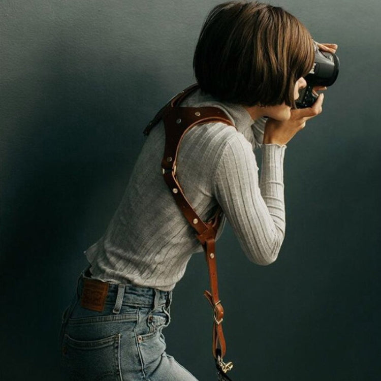 حزام كاميرا من الجلد سريع الفك ومضاد للانزلاق مع خطاف معدني لكاميرات SLR / DSLR (الكتف الأيسر)، الكتف الأيسر، الكتف الأيمن