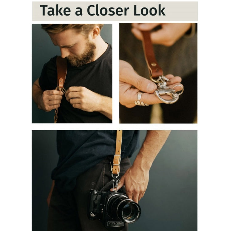 حزام كاميرا من الجلد سريع الفك ومضاد للانزلاق مع خطاف معدني لكاميرات SLR / DSLR (الكتف الأيسر)، الكتف الأيسر، الكتف الأيمن
