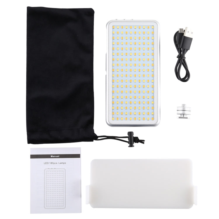 LED011S Pocket 180 LEDs Professional Vlogging Photography Video & Photo Studio Light with OLED Display & Cold Shoe Adapter Mount for Canon / Nikon DSLR Cameras