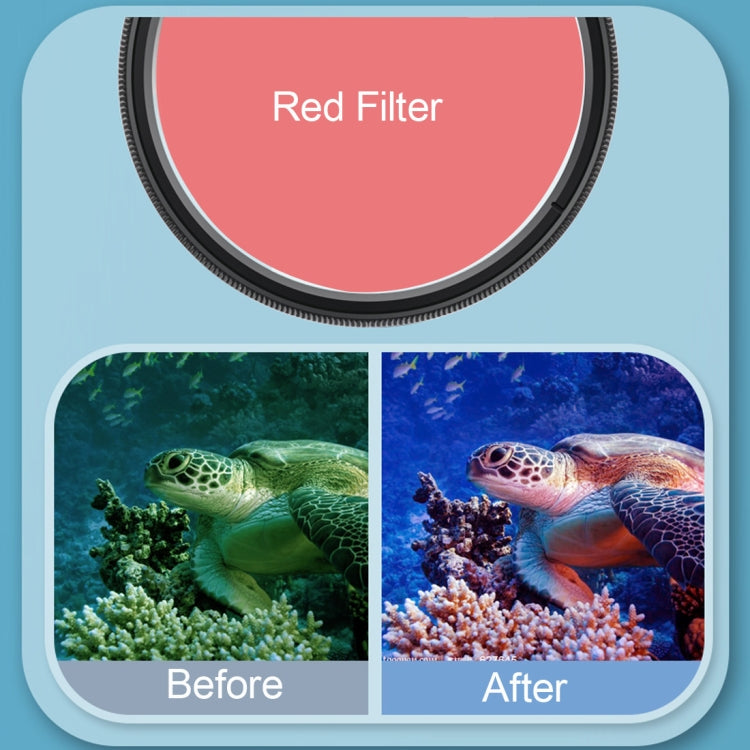 RUIGPRO for GoPro HERO8 58mm 16X Macro Lens + Red/Purple Diving Lens Filter + Dive Housing Waterproof Case Kits with Filter Adapter Ring & Lens Cap