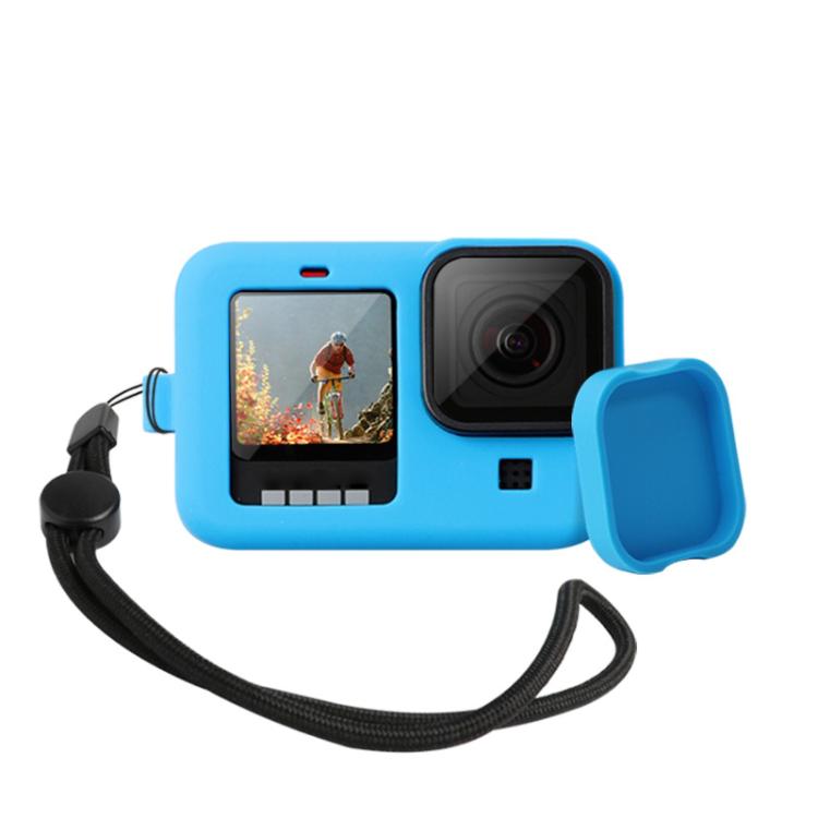 For GoPro HERO10 Black / HERO9 Black Silicone Protective Case Cover with Wrist Strap & Lens Cover, For GoPro HERO10 Black