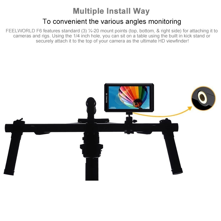 شاشة مراقبة ميدانية للكاميرا FEELWORLD F6 1920x1080 مقاس 5.5 بوصة IPS HDMI 4K، F6